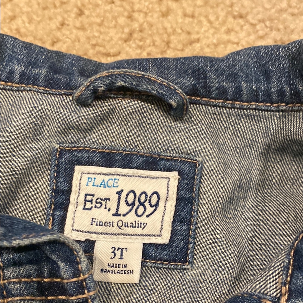 Place Blue Jean Jacket with Classic Trucker Style and Contrasting Stitching - Picture 2 of 10